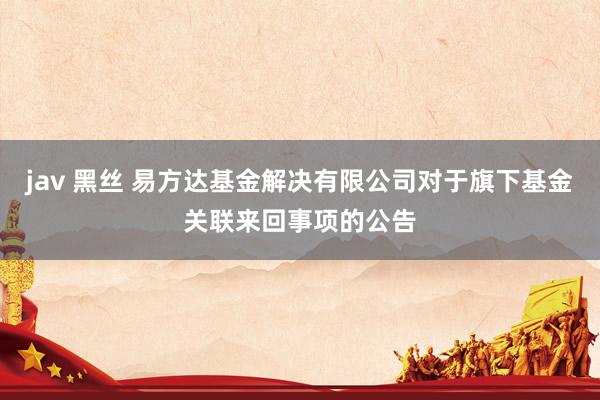 jav 黑丝 易方达基金解决有限公司对于旗下基金关联来回事项的公告