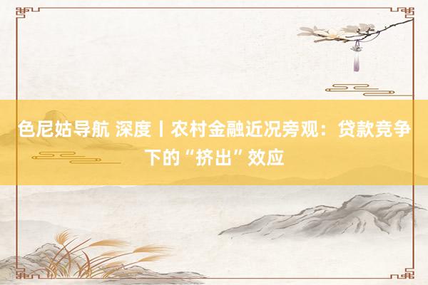 色尼姑导航 深度丨农村金融近况旁观：贷款竞争下的“挤出”效应
