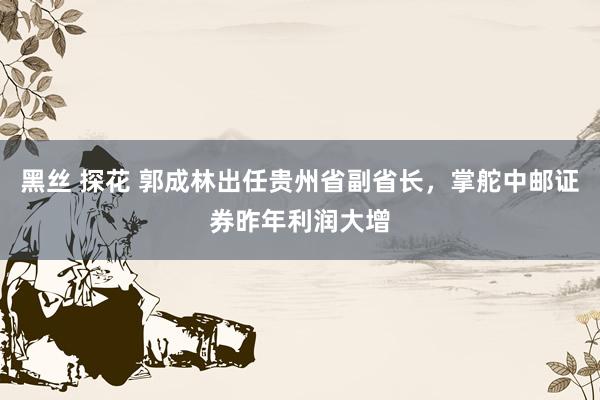 黑丝 探花 郭成林出任贵州省副省长，掌舵中邮证券昨年利润大增